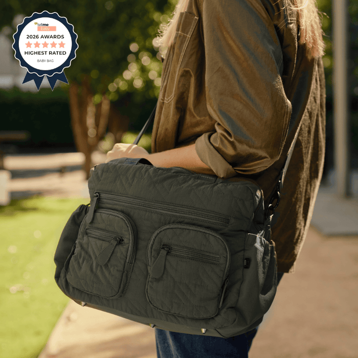Carry All Diaper Bag - Olive Houndstooth Quilt