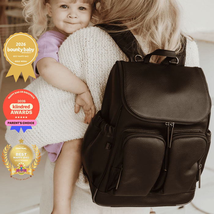 Signature Diaper Backpack - Jet Black Genuine Leather