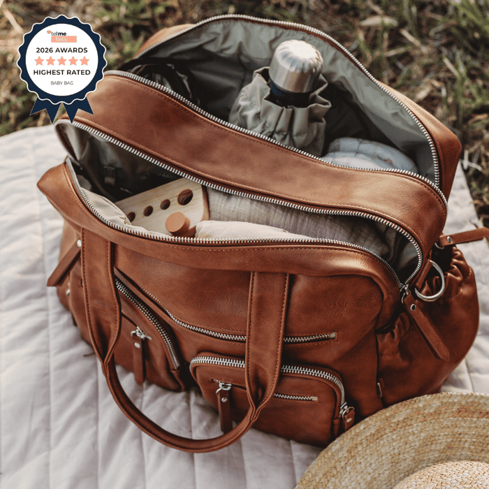Carry All Diaper Bag - Tan Vegan Leather