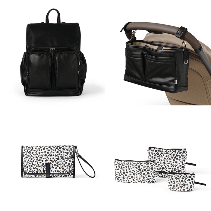 First Time Parent Nappy Bag Bundle - Black Dimple & Ditsy Floral