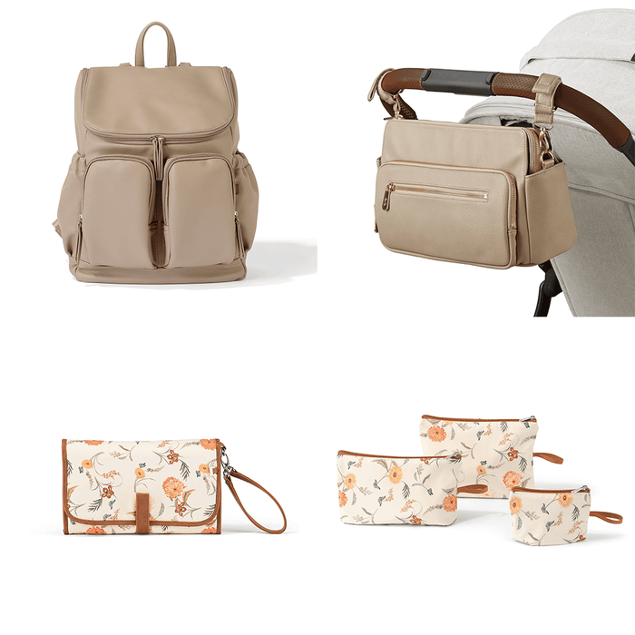 First Time Parent Nappy Bag Bundle - Oat & Wildflower (PRE-ORDER FOR MAY DELIVERY)