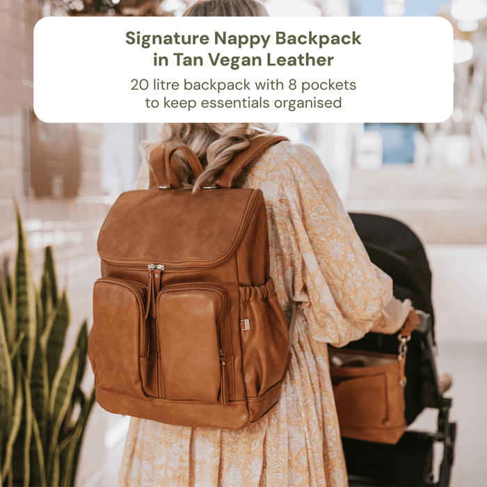 First Time Parent Nappy Bag Bundle - Tan & Wildflower (PRE-ORDER FOR MAY DELIVERY)