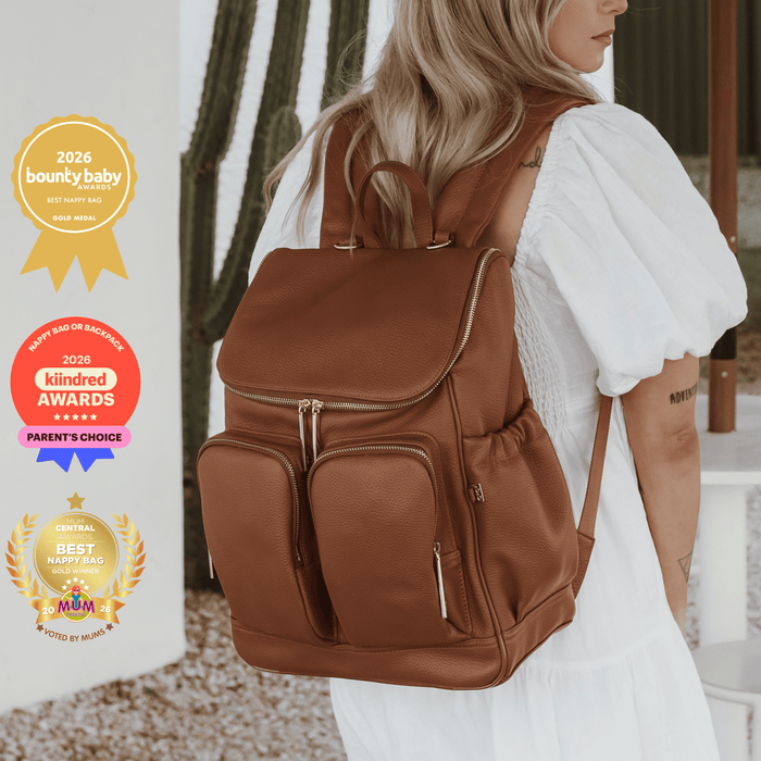 Signature Diaper Backpack - Terracotta Genuine Leather
