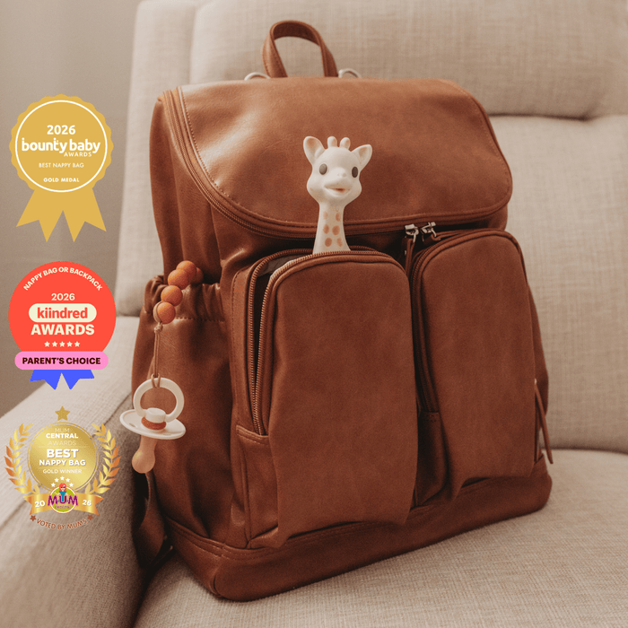 Signature Diaper Backpack - Tan Vegan Leather