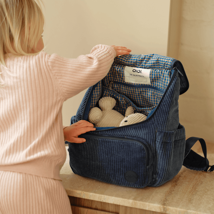 Signature Kids Backpack - Ocean Blue Corduroy (PRE-ORDER FOR AUGUST DELIVERY)
