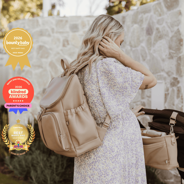 Signature Diaper Backpack - Oat Vegan Leather