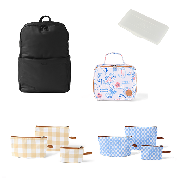 Baby & Toddler Nappy Bag Bundle – Weatherproof, Mediterranean & Gingham