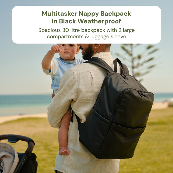 Baby & Toddler Nappy Bag Bundle – Weatherproof, Blue Check & Green Squiggle (PRE-ORDER FOR MAY DELIVERY)
