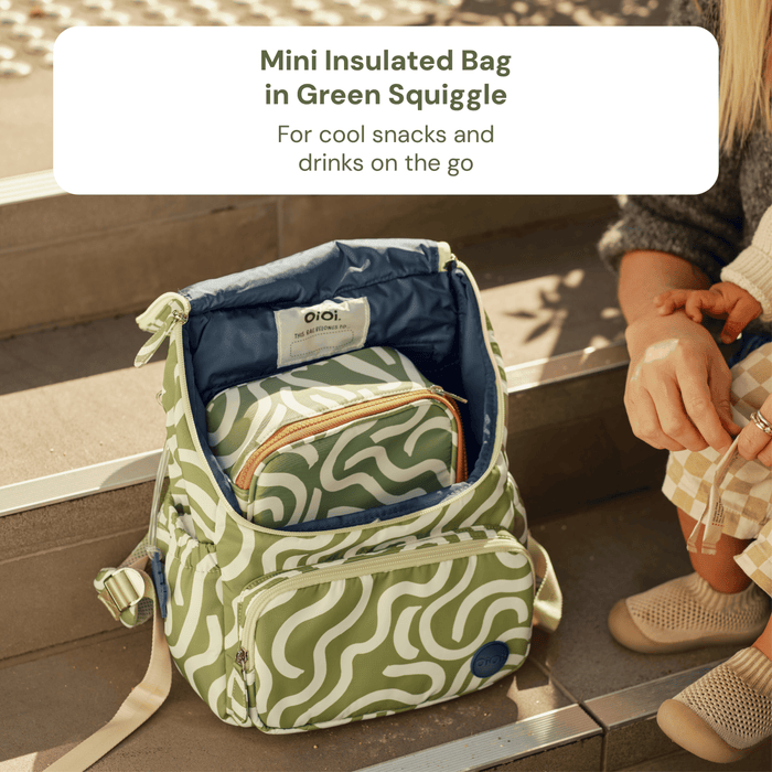 Baby & Toddler Nappy Bag Bundle – Black Neoprene, Green Squiggle & Daisy (PRE-ORDER FOR MAY DELIVERY)