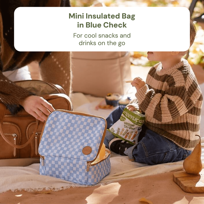 Baby & Toddler Nappy Bag Bundle – Weatherproof, Blue Check & Green Squiggle (PRE-ORDER FOR MAY DELIVERY)