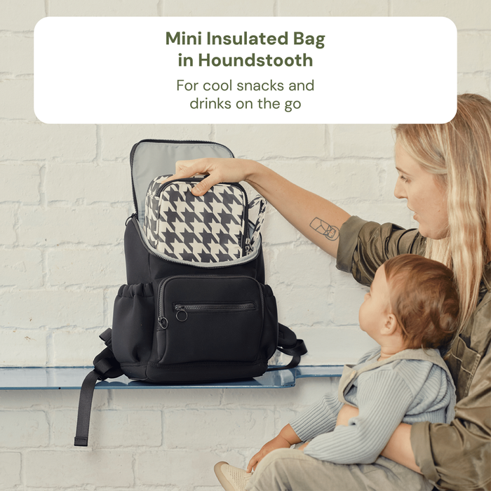 Baby & Toddler Nappy Bag Bundle – Weatherproof, Houndstooth & Sage Airmesh