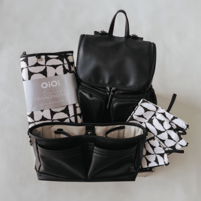 First Time Parent Nappy Bag Bundle - Black Dimple & Hourglass