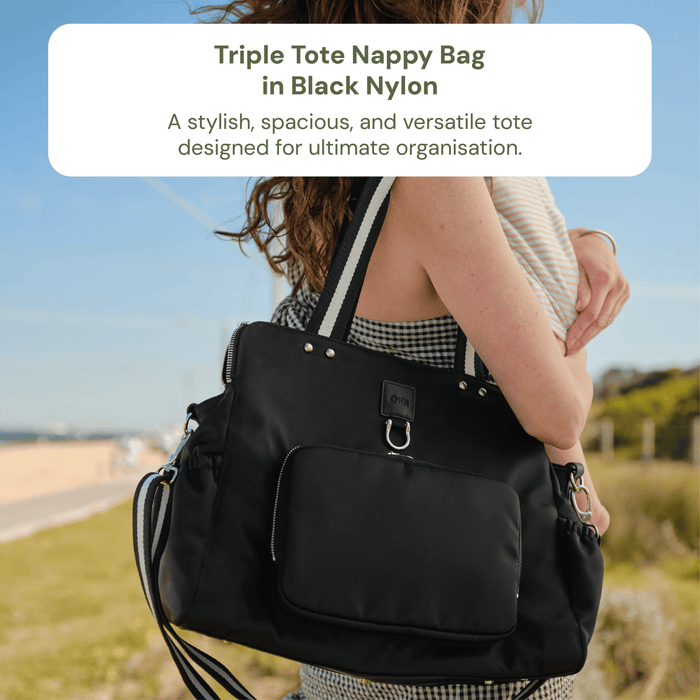 Triple Tote Baby Bag Bundle – Black & Houndstooth