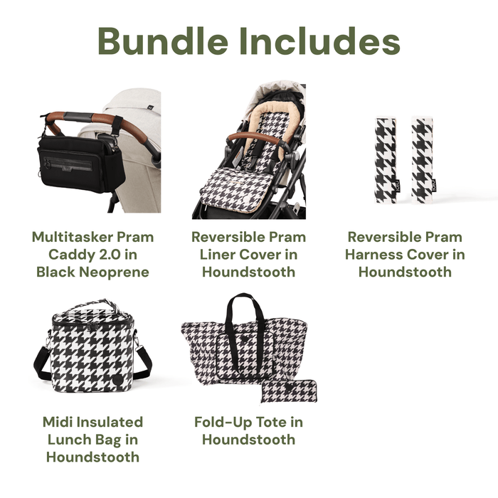 Pram Makeover Bundle  - Black & Houndstooth