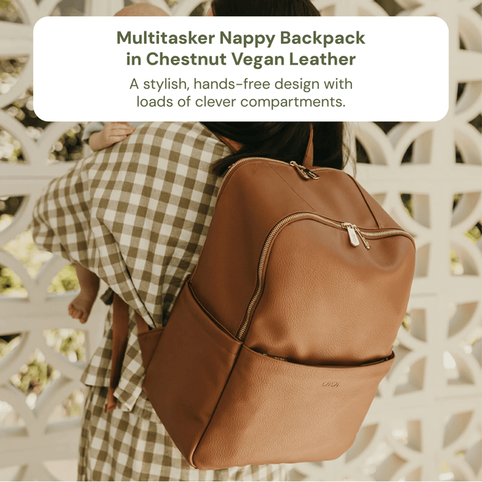 Multitasker Baby Bag Bundle - Chestnut & Green Squiggle