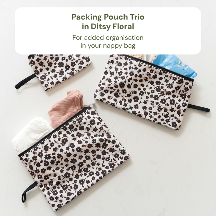 First Time Parent Nappy Bag Bundle - Black Neoprene & Ditsy Floral