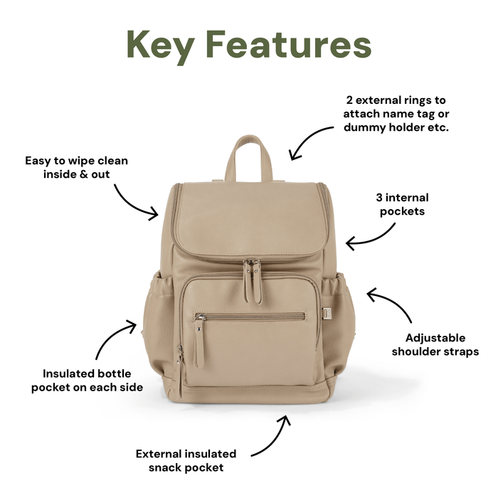 Signature Mini Backpack - Oat Vegan Leather