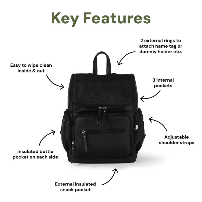 Signature Mini Backpack - Black Vegan Leather