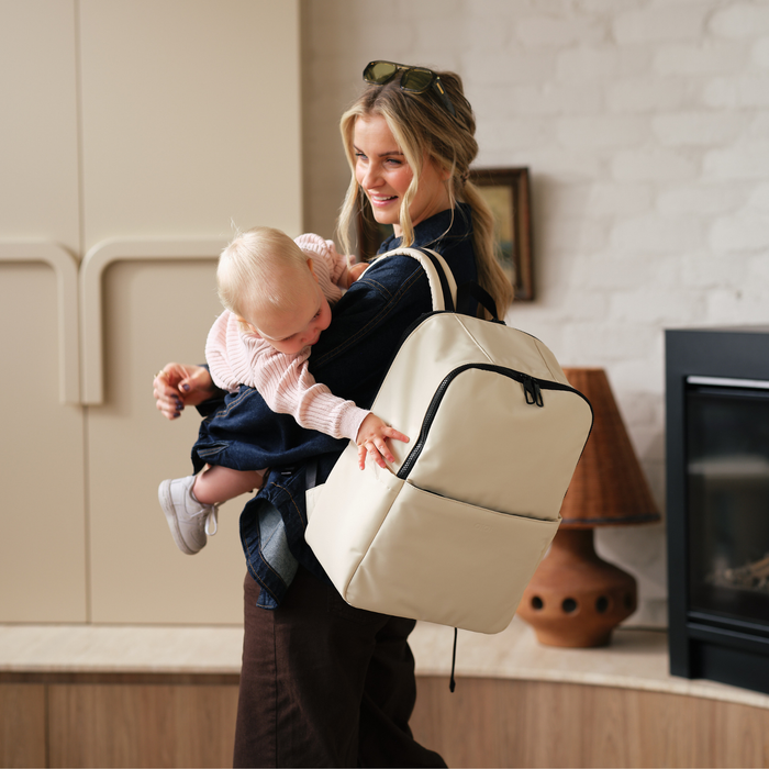 Multitasker Nappy Backpack - White Weatherproof