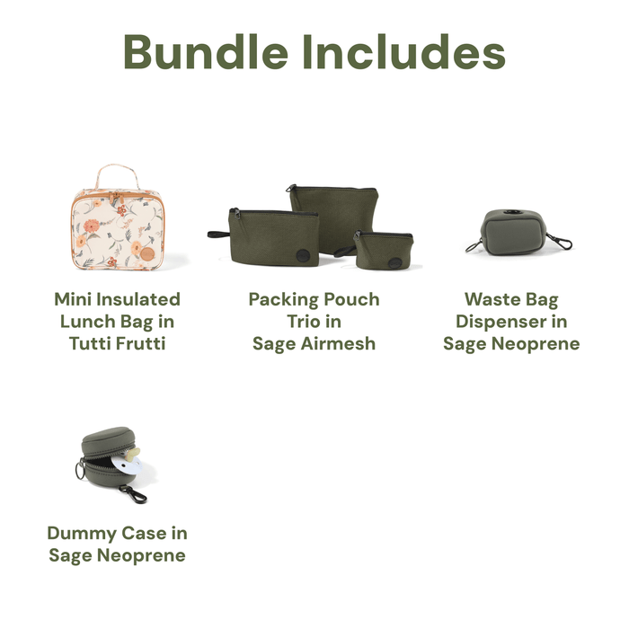 Nappy Bag Organisation Kit – Tutti Frutti & Sage
