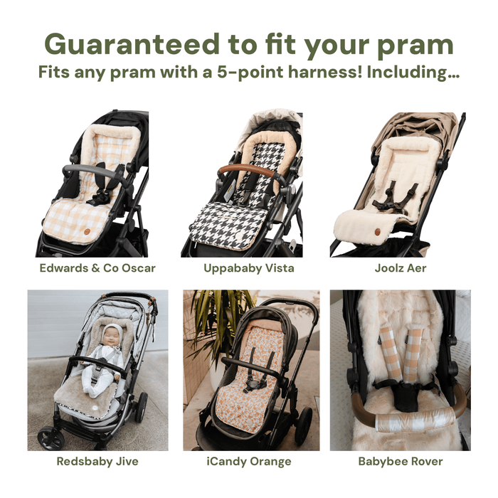 Reversible Pram Liner - Beige Gingham/Faux Fur