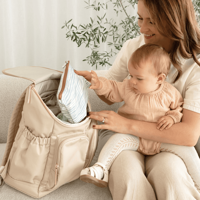 Signature Nappy Backpack - Beige Nylon