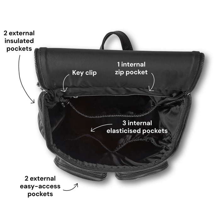 Signature Nappy Backpack - Jet Black Genuine Leather