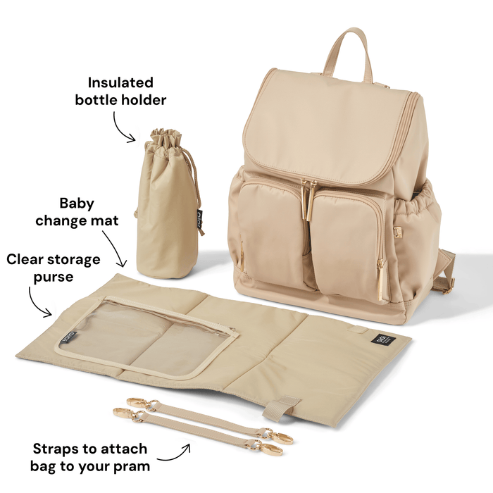 Signature Nappy Backpack - Beige Nylon