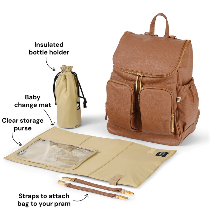 Signature Nappy Backpack - Terracotta Genuine Leather