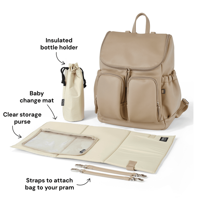 First Time Parent Nappy Bag Bundle - Oat & Blue Stripe