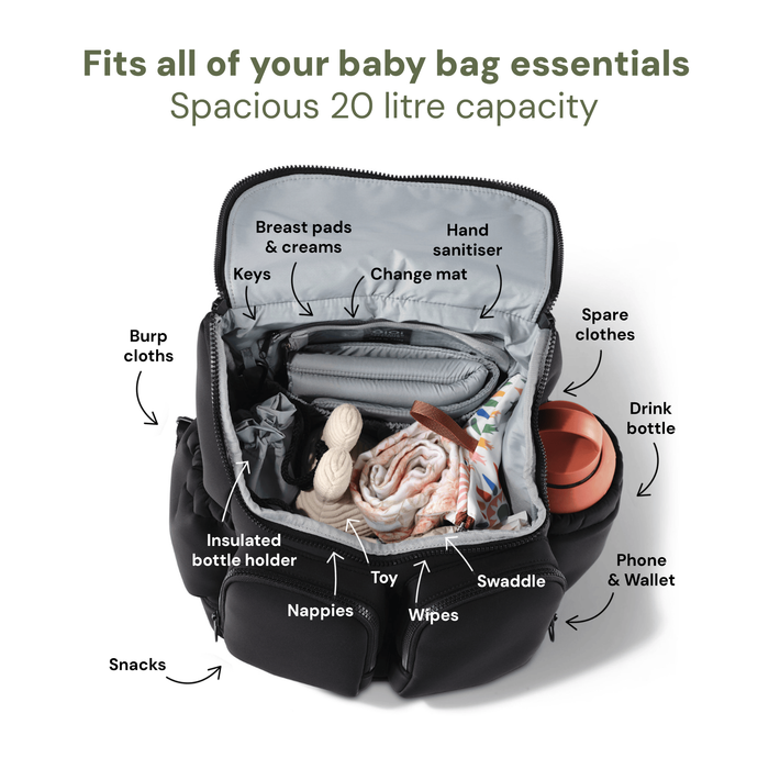 Signature Nappy Backpack - Black Neoprene