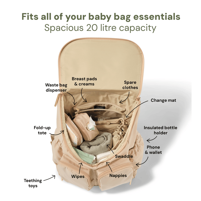 Signature Nappy Backpack - Beige Nylon