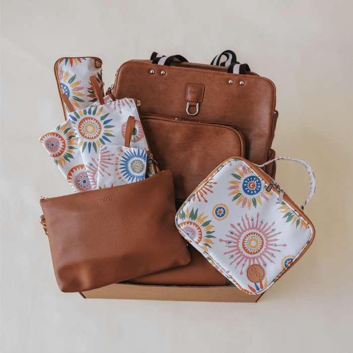 Triple Tote Baby Bundle – Tan & Sunburst