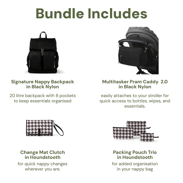 First Time Parent Bundle - Nylon & Houndstooth