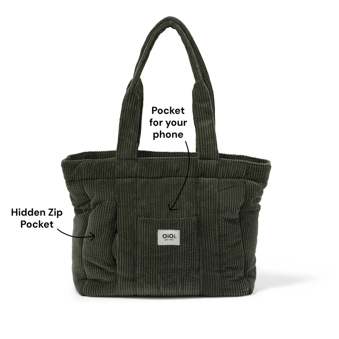 Everyday Tote - Moss Green Corduroy (PRE-ORDER FOR AUGUST DELIVERY)