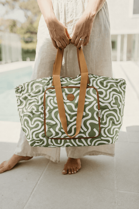 Fold-Up Tote - Green Squiggle