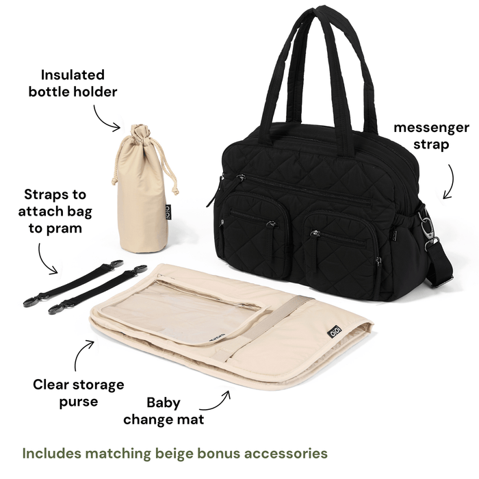 Carry All Nappy Bag - Puffy Beige Quilt (PRE-ORDER FOR JUNE DISPATCH)