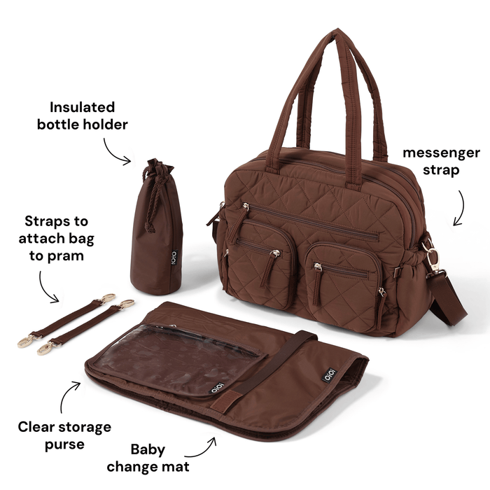 Carry All Diaper Bag - Puffy Chocolate Quilt