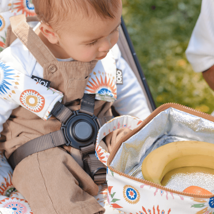Reversible Pram Harness Cover Set - Green Check/Sunburst