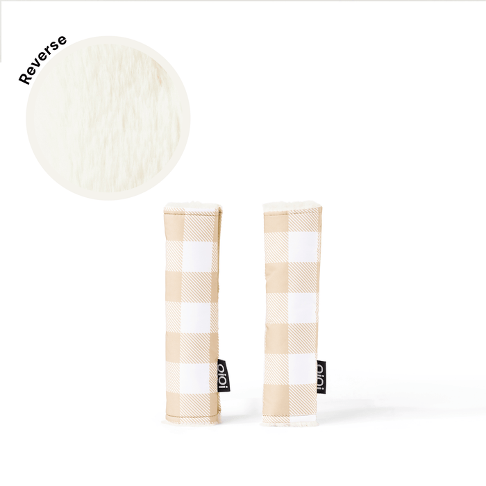 Reversible Pram Harness Cover Set - Gingham/Faux Fur