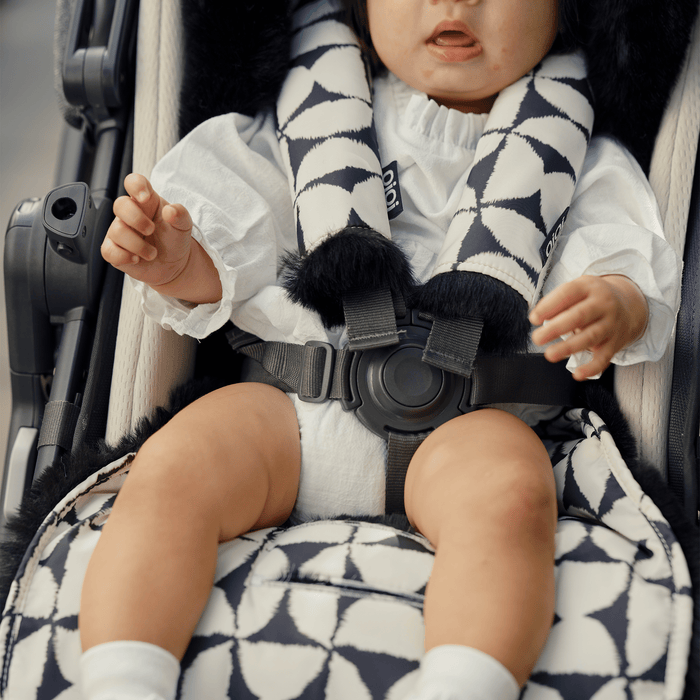 Reversible Pram Harness Cover Set - Hourglass/Faux Fur