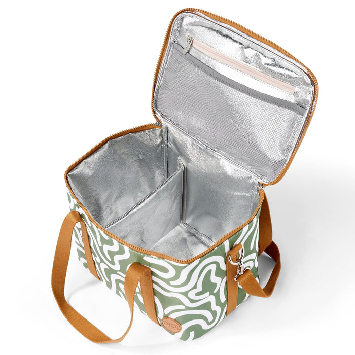 Maxi Insulated Picnic Bag/Pumping Bag - Green Squiggle