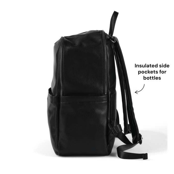 Multitasker Nappy Backpack - Black Vegan Leather