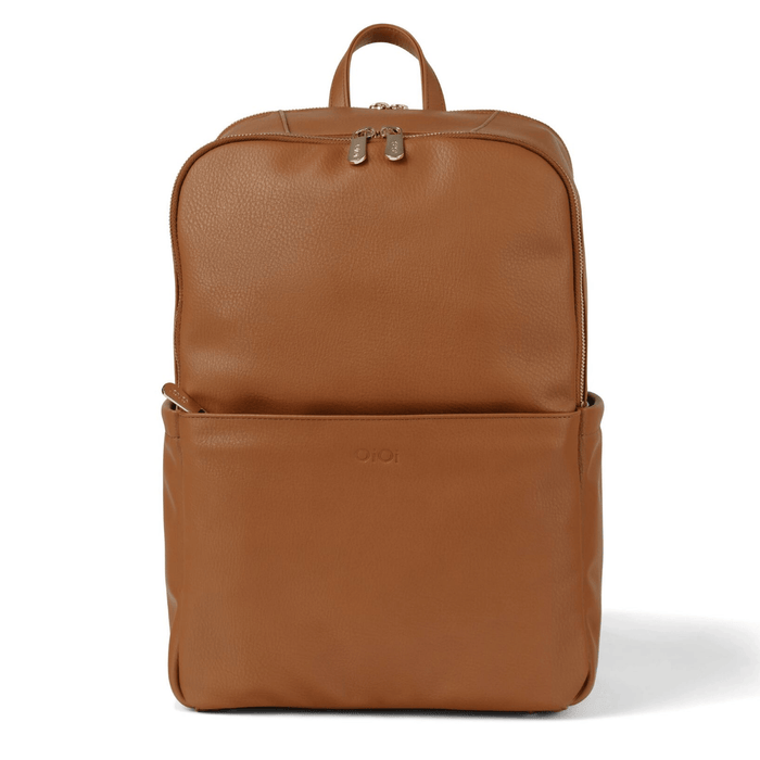 brown leather nappy backpack Multitasker Nappy Backpack in Chestnut Brown Vegan Leather — OiOi