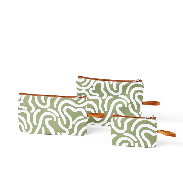 Packing Pouch Trio - Green Squiggle