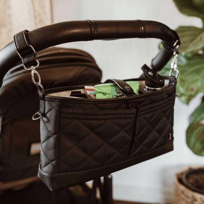 Signature Pram Caddy - Black Diamond Quilt Nylon