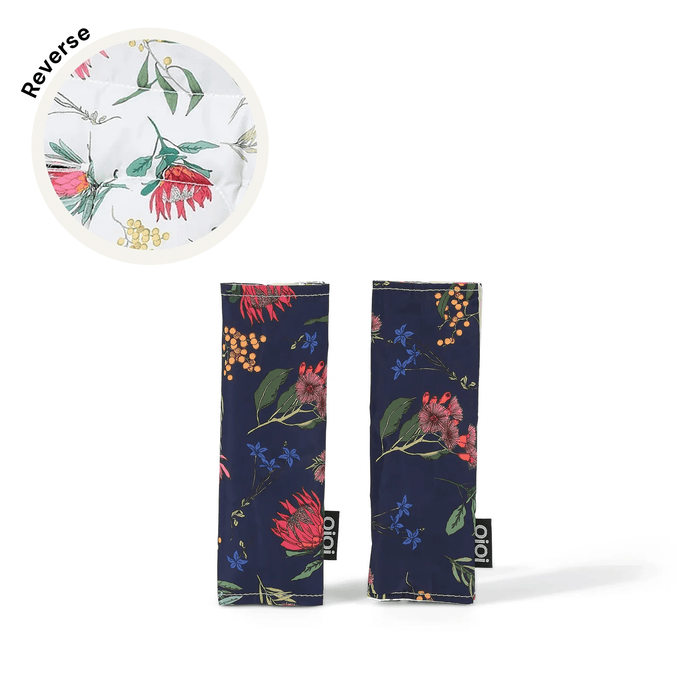Reversible Pram Harness Cover Set - Botanical Navy/White