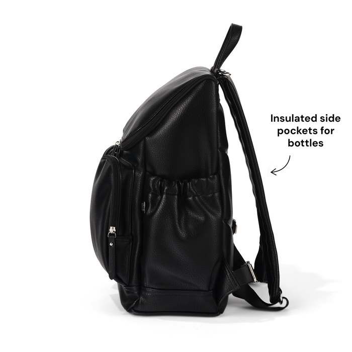 black leather nappy backpack Black Nappy Backpack