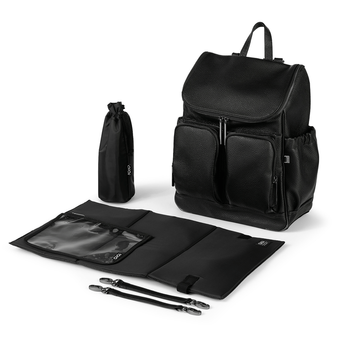 Signature Nappy Backpack - Jet Black Genuine Leather