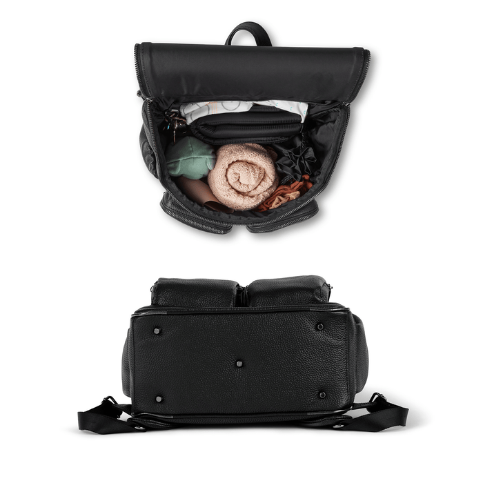Signature Nappy Backpack - Jet Black Genuine Leather
